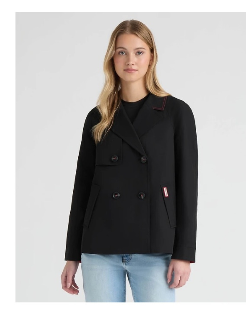 NWT Hunter size S Tina Double-Breasted short trench jacket in black